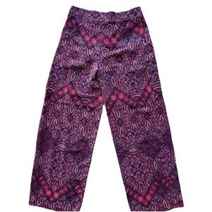 100% Silk Paisley Wide Leg Pants Size 6 Soft Lightweight Boho Preppy Classy Corp